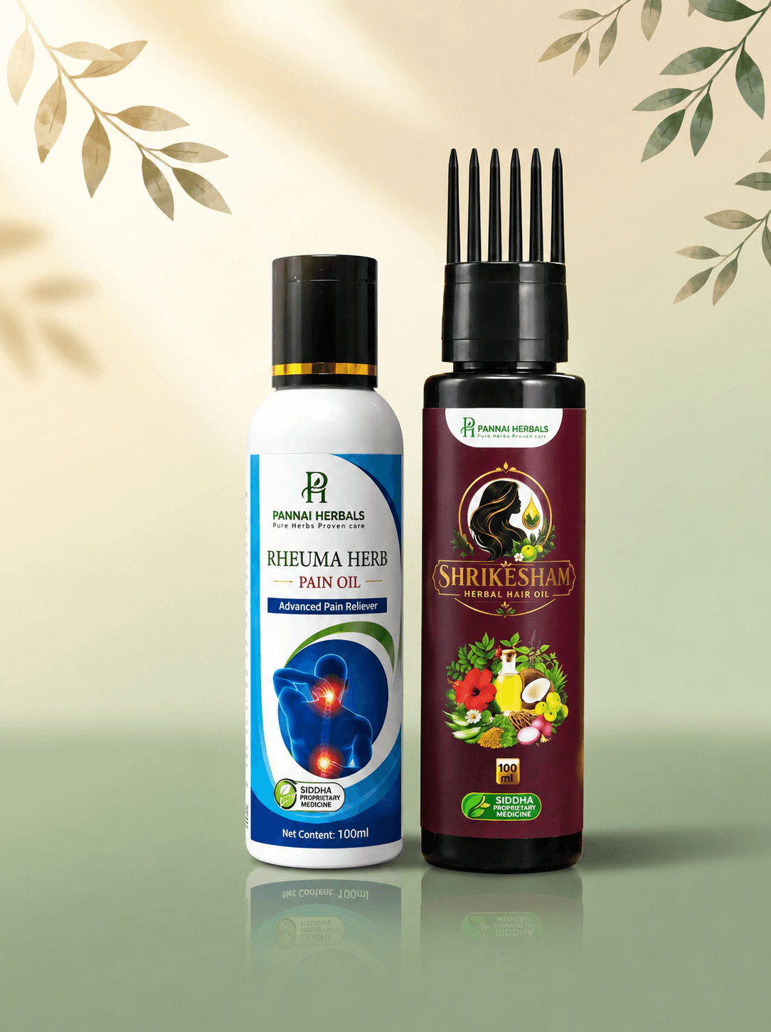 PannaiHerbals Rheuma Herb Pain Oil and Shrikesham Herbal Hair Oil